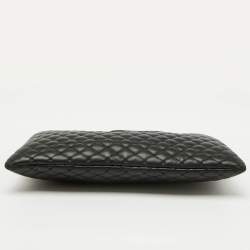 Pre Owned Dolce & Gabbana Black Quilted Leather Top Zip Pouch