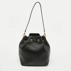 Dolce & Gabbana Black Leather Drawstring Bucket Bag