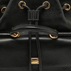 Dolce & Gabbana Black Leather Drawstring Bucket Bag