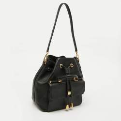 Dolce & Gabbana Black Leather Drawstring Bucket Bag