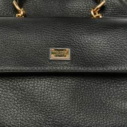 Dolce & Gabbana Black Leather Drawstring Bucket Bag