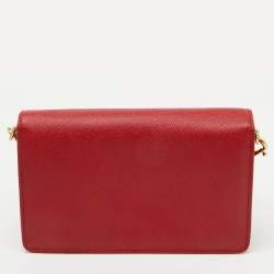Dolce & Gabbana Red Leather Lock Flap Shoulder Bag