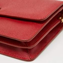Dolce & Gabbana Red Leather Lock Flap Shoulder Bag
