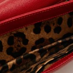 Dolce & Gabbana Red Leather Lock Flap Shoulder Bag