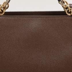Pre Owned Dolce & Gabbana Brown Leather Miss Sicily East West Top Handle Bag