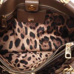 Pre Owned Dolce & Gabbana Brown Leather Miss Sicily East West Top Handle Bag