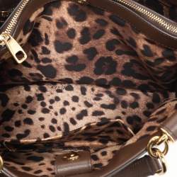 Pre Owned Dolce & Gabbana Brown Leather Miss Sicily East West Top Handle Bag