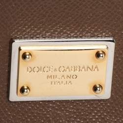 Pre Owned Dolce & Gabbana Brown Leather Miss Sicily East West Top Handle Bag