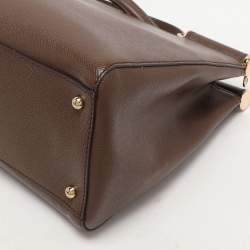 Pre Owned Dolce & Gabbana Brown Leather Miss Sicily East West Top Handle Bag