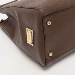 Pre Owned Dolce & Gabbana Brown Leather Miss Sicily East West Top Handle Bag