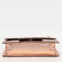 Pre Owned Dolce & Gabbana Beige/Rose Gold Leather and Snakeskin Leather DG Shoulder Bag