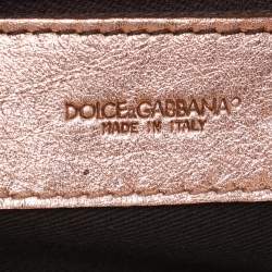 Pre Owned Dolce & Gabbana Beige/Rose Gold Leather and Snakeskin Leather DG Shoulder Bag