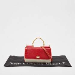 Pre Owned Dolce & Gabbana Tricolor Lizard Embossed and Leather Miss Sicily Crossbody Bag