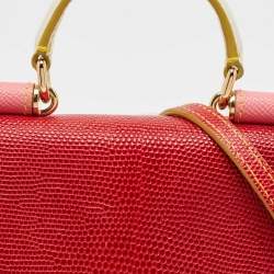 Pre Owned Dolce & Gabbana Tricolor Lizard Embossed and Leather Miss Sicily Crossbody Bag