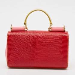 Pre Owned Dolce & Gabbana Tricolor Lizard Embossed and Leather Miss Sicily Crossbody Bag