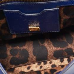 Dolce & Gabbana Blue Leather Medium Miss Sicily Top Handle Bag