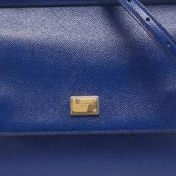 Dolce & Gabbana Blue Leather Medium Miss Sicily Top Handle Bag