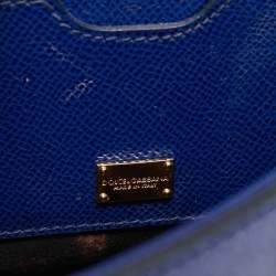 Dolce & Gabbana Blue Leather Medium Miss Sicily Top Handle Bag