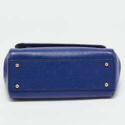Dolce & Gabbana Blue Leather Medium Miss Sicily Top Handle Bag
