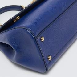 Dolce & Gabbana Blue Leather Medium Miss Sicily Top Handle Bag