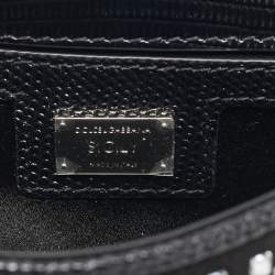 Pre Owned Dolce & Gabbana Black Satin and Leather Mini Crystals Sicily Top Handle Bag