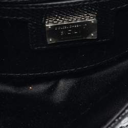 Pre Owned Dolce & Gabbana Black Satin and Leather Mini Crystals Sicily Top Handle Bag