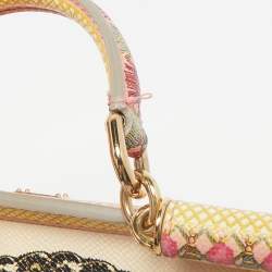 Pre Owned Dolce & Gabbana Multicolor Fan Foulard Print Leather Medium Miss Sicily Top Handle Bag