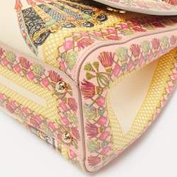 Pre Owned Dolce & Gabbana Multicolor Fan Foulard Print Leather Medium Miss Sicily Top Handle Bag