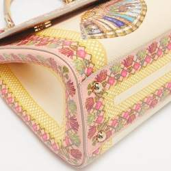 Pre Owned Dolce & Gabbana Multicolor Fan Foulard Print Leather Medium Miss Sicily Top Handle Bag