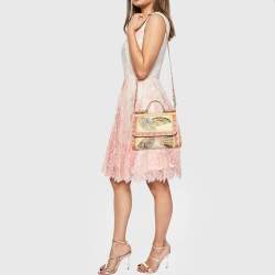 Pre Owned Dolce & Gabbana Multicolor Fan Foulard Print Leather Medium Miss Sicily Top Handle Bag