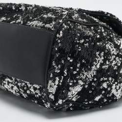 Pre Owned Dolce & Gabbana Black/Silver Sequins Large Miss Sicily Top Handle Bag