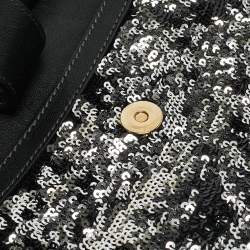 Pre Owned Dolce & Gabbana Black/Silver Sequins Large Miss Sicily Top Handle Bag