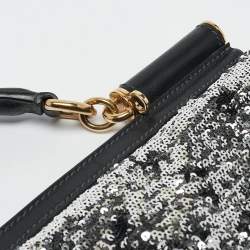 Pre Owned Dolce & Gabbana Black/Silver Sequins Large Miss Sicily Top Handle Bag