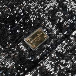 Pre Owned Dolce & Gabbana Black/Silver Sequins Large Miss Sicily Top Handle Bag