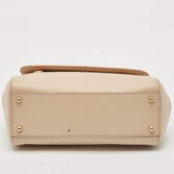 Pre Owned Dolce & Gabbana Light Beige Leather Medium Miss Sicily Top Handle Bag