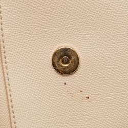 Pre Owned Dolce & Gabbana Light Beige Leather Medium Miss Sicily Top Handle Bag