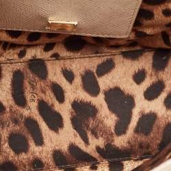 Pre Owned Dolce & Gabbana Light Beige Leather Medium Miss Sicily Top Handle Bag