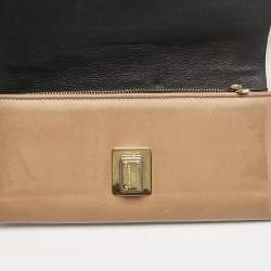 Dolce & Gabbana Brown/Beige Leather and Leather Turnlok Flap Continental Wallet
