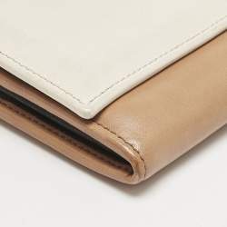 Dolce & Gabbana Brown/Beige Leather and Leather Turnlok Flap Continental Wallet