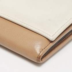 Dolce & Gabbana Brown/Beige Leather and Leather Turnlok Flap Continental Wallet