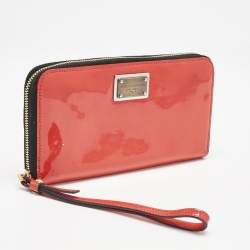 Dolce & Gabbana Red Patent Leather Zip Wristlet Wallet