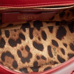 Pre Owned Dolce & Gabbana Red Laser Cut Leather Medium Miss Sicily Top Handle Bag