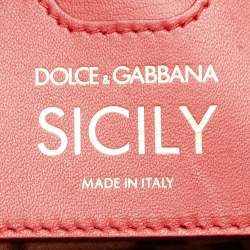 Pre Owned Dolce & Gabbana Red Laser Cut Leather Medium Miss Sicily Top Handle Bag
