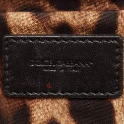 Dolce & Gabbana Black/White Leather and Lace Kiss Lock Chain Clutch