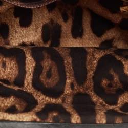 Dolce & Gabbana Black/White Leather and Lace Kiss Lock Chain Clutch