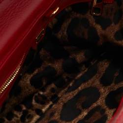 Dolce & Gabbana Red Leather Zipper Flap Top Handle Bag