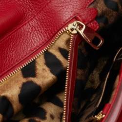 Dolce & Gabbana Red Leather Zipper Flap Top Handle Bag