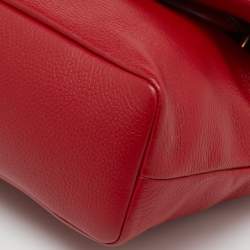 Dolce & Gabbana Red Leather Zipper Flap Top Handle Bag