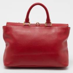 Dolce & Gabbana Red Leather Zipper Flap Top Handle Bag