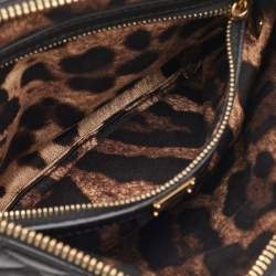 Dolce & Gabbana Black Quilted Leather Zip Wristlet Clutch